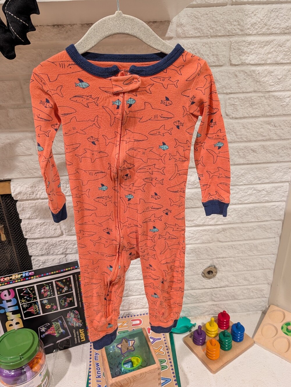 1-Piece Shark Print Pajama Sleeper